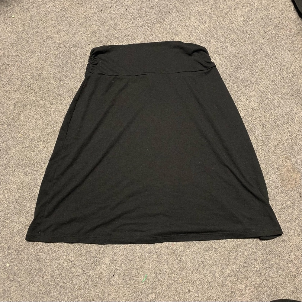 Solid Black Knee Length Skirt
